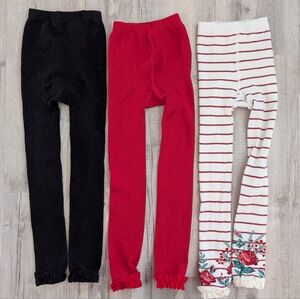 Rufflebutts Tights Black, Red, and Striped Floral, 6-8Y (V4)